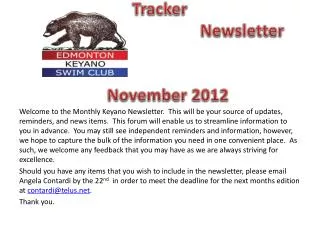 Bear Tracker 											Newsletter			 					November 2012