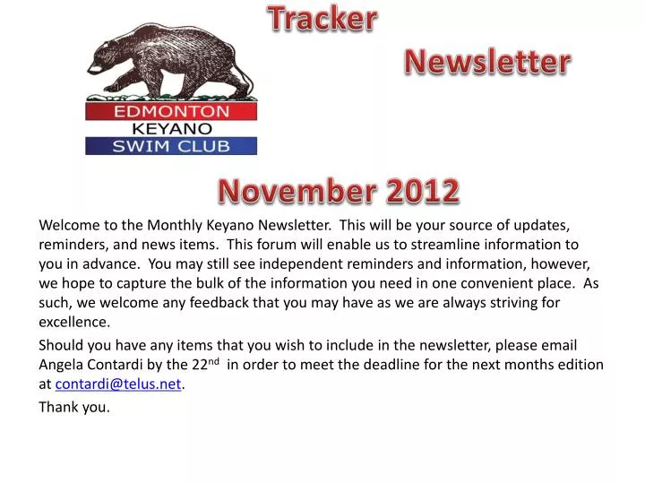 bear tracker newsletter november 2012