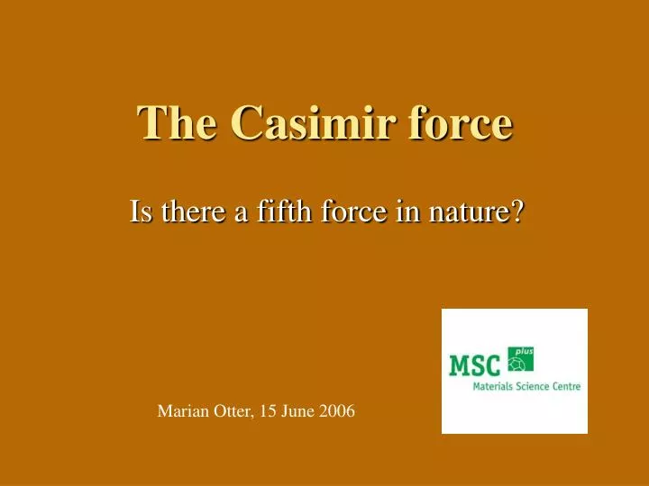 the casimir force