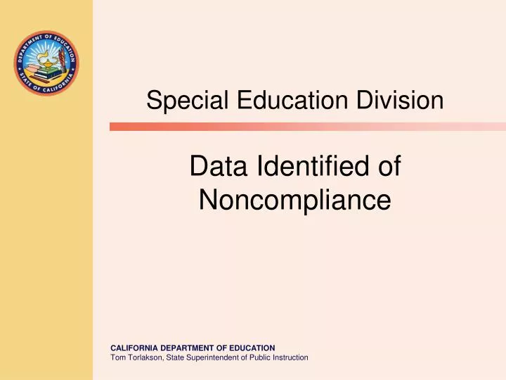 special education division data identified of noncompliance