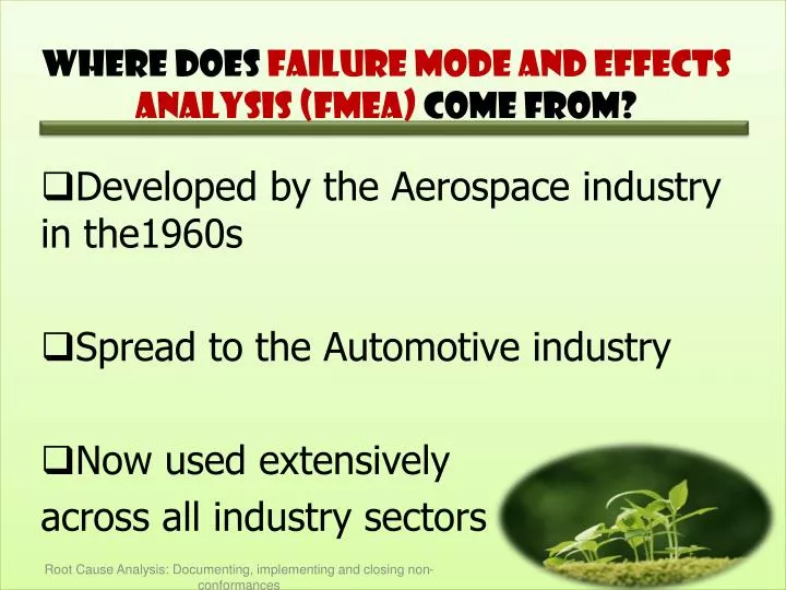 where does failure mode and effects analysis fmea come from