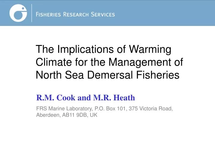 the implications of warming climate for the management of north sea demersal fisheries