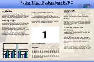 Poster Title: - Posters from FMRC