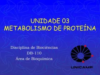 UNIDADE 03 METABOLISMO DE PROTEÍNA