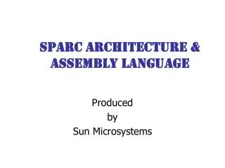 SPARC Architecture &amp; Assembly Language