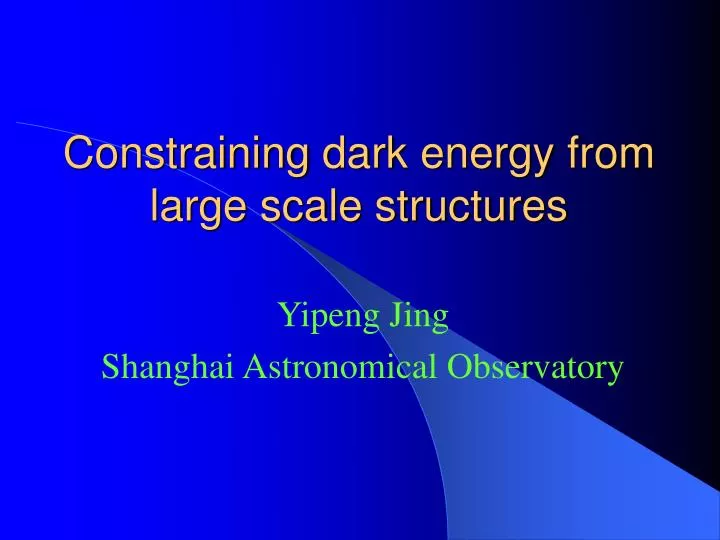 constraining dark energy from large scale structures