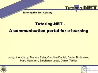 Tutoring.NET - A communication portal for e-learning