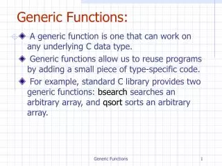 Generic Functions: