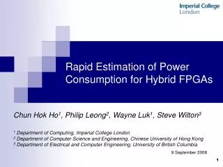 Rapid Estimation of Power Consumption for Hybrid FPGAs