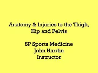 Anatomy &amp; Injuries to the Thigh, Hip and Pelvis