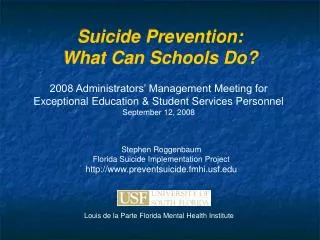 Suicide Prevention: What Can Schools Do?