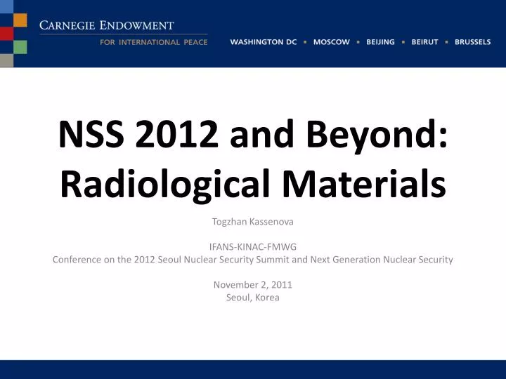 nss 2012 and beyond radiological materials