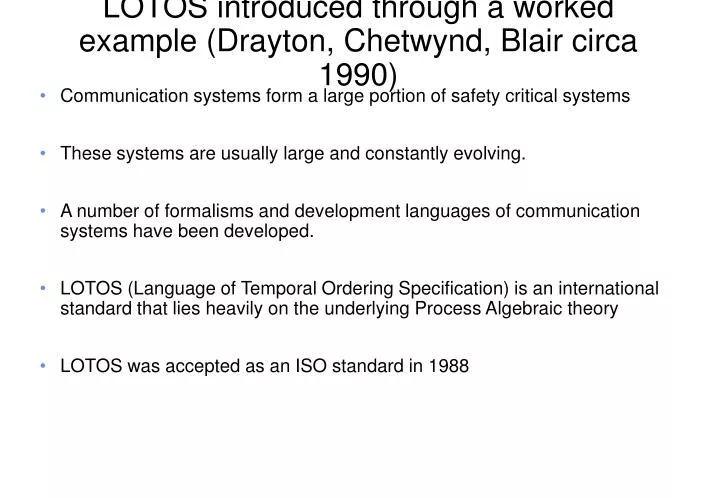 lotos introduced through a worked example drayton chetwynd blair circa 1990