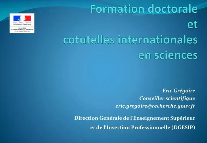 formation doctorale et cotutelles internationales en sciences