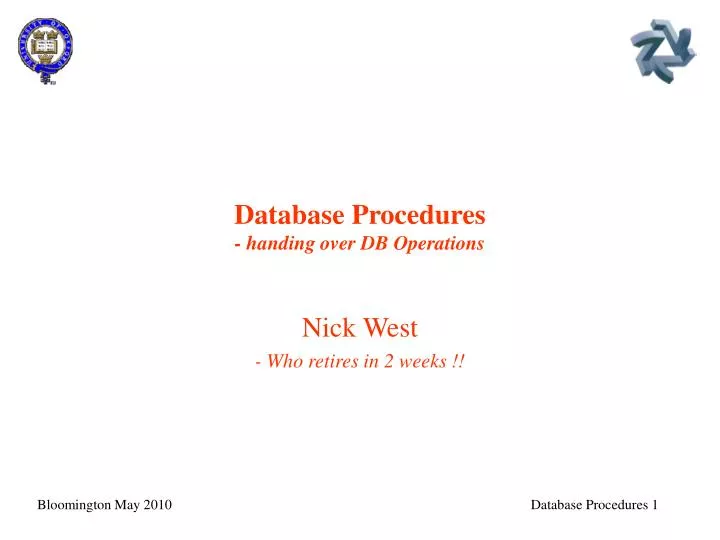 database procedures handing over db operations