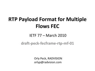 RTP Payload Format for Multiple Flows FEC