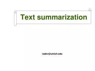 Text summarization