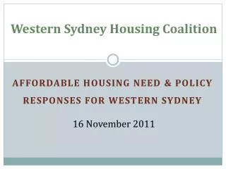 Western Sydney Housing Coalition