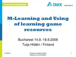 M-Learning and Using of learning game resources