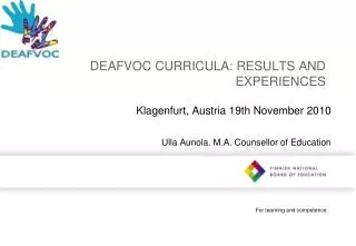 DEAFVOC CURRICULA: RESULTS AND EXPERIENCES