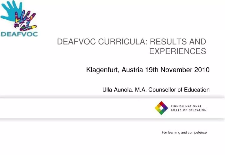 deafvoc curricula results and experiences