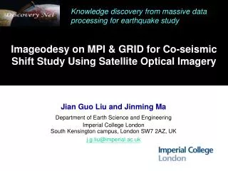 Imageodesy on MPI &amp; GRID for Co-seismic Shift Study Using Satellite Optical Imagery
