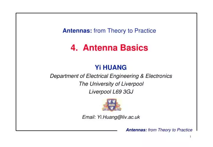 antennas from theory to practice 4 antenna basics