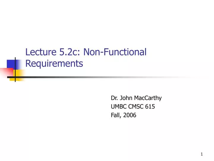 lecture 5 2c non functional requirements