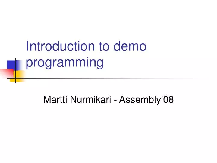 introduction to demo programming