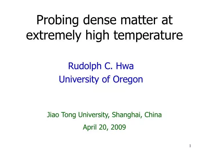 probing dense matter at extremely high temperature