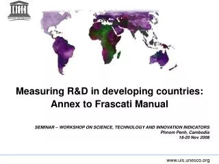 Measuring R&amp;D in developing countries: Annex to Frascati Manual