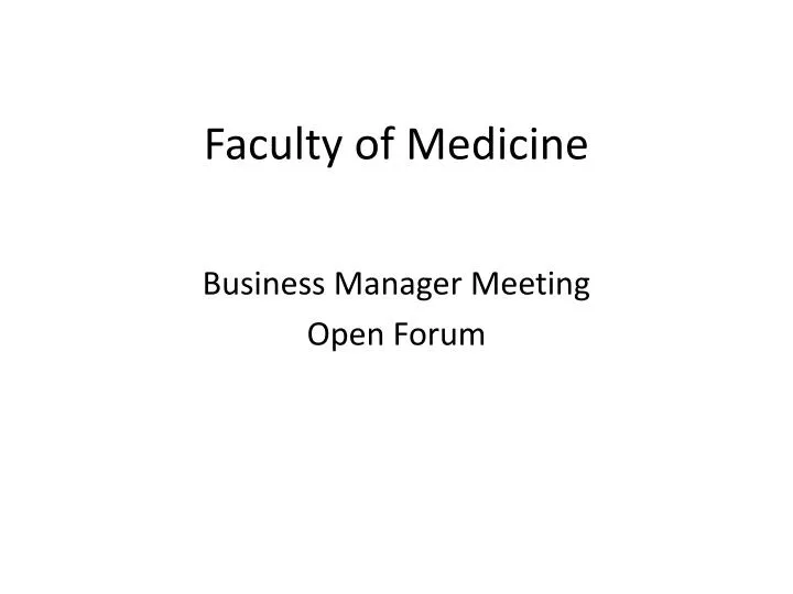 faculty of medicine