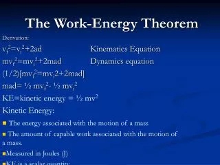 The Work-Energy Theorem