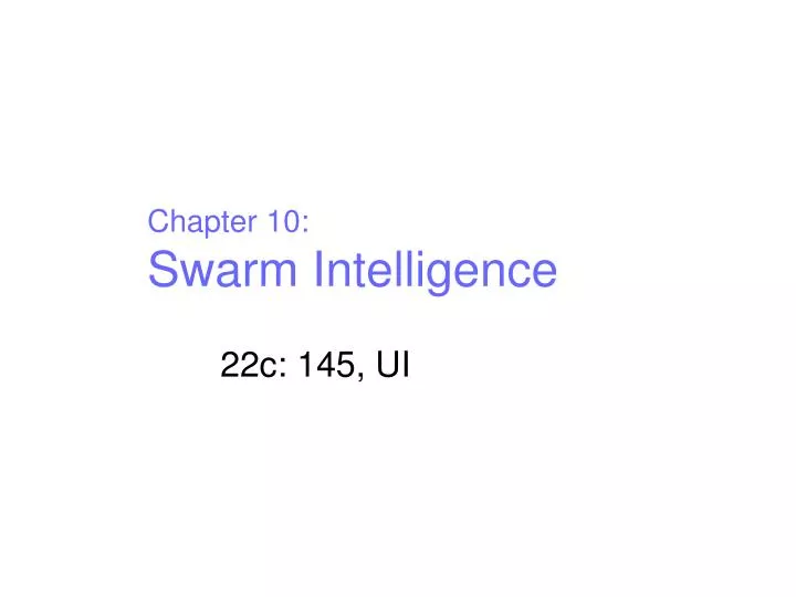 chapter 10 swarm intelligence