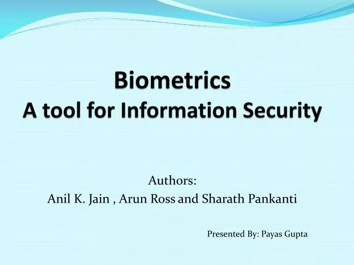 biometrics a tool for information security