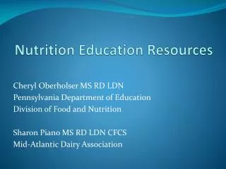Nutrition Education Resources