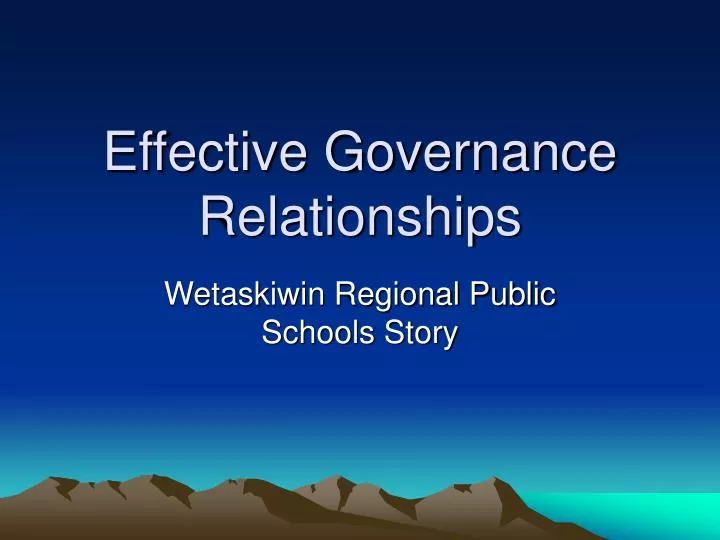 effective governance relationships