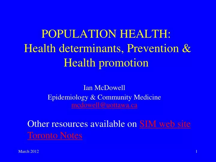 population health health determinants prevention health promotion