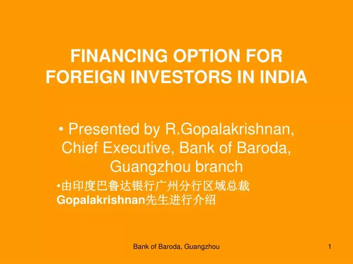 financing option for foreign investors in india