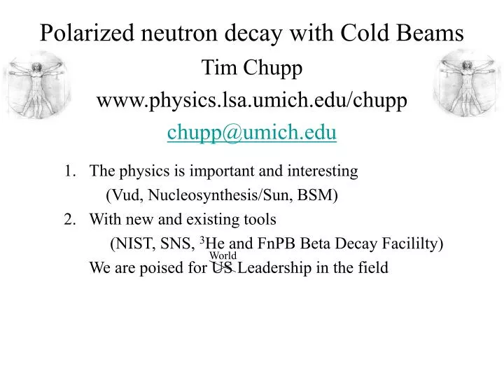 polarized neutron decay with cold beams