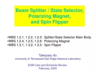 Beam Splitter / State Selector, Polarizing Magnet, and Spin Flipper