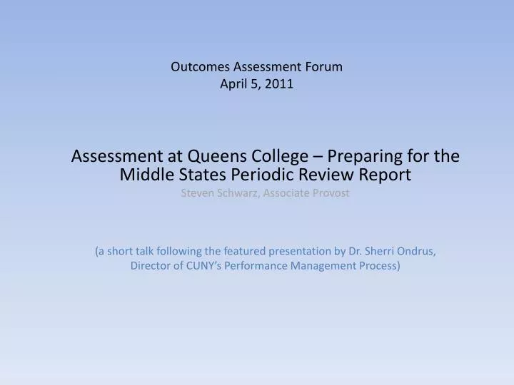 outcomes assessment forum april 5 2011