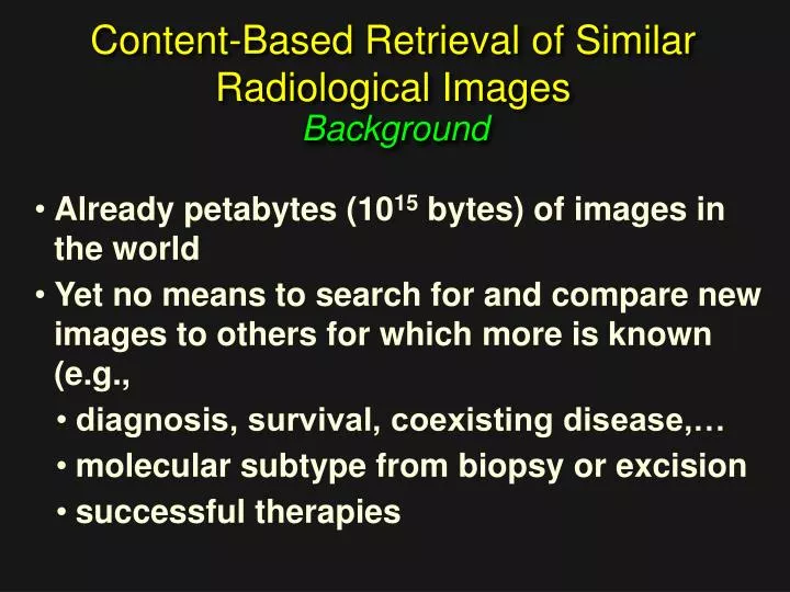 content based retrieval of similar radiological images