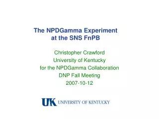 The NPDGamma Experiment at the SNS FnPB