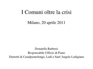 i comuni oltre la crisi