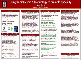Using social media &amp; technology to promote specialty practice K. Eckland, ACNP-BC, MSN, RN