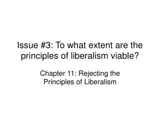 Issue #3: To what extent are the principles of liberalism viable?