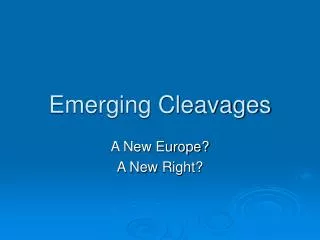 Emerging Cleavages