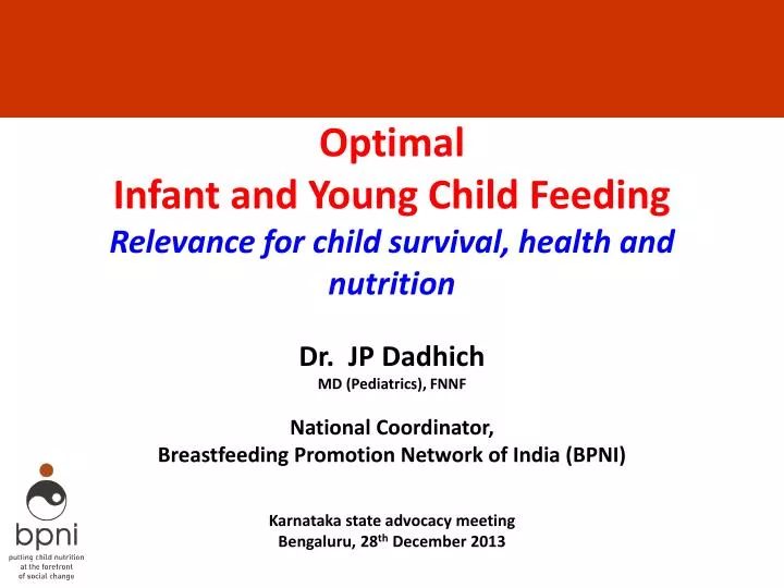 optimal infant and young child feeding relevance for child survival health and nutrition