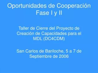 oportunidades de cooperaci n fase i y ii